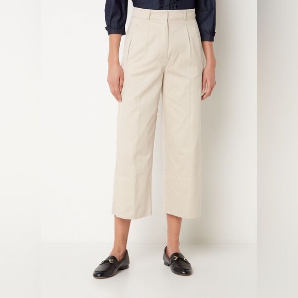MaxMara Pants - SSENSE S Maxmara beige pleated wide leg crop pants 4 small